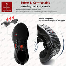 Load image into Gallery viewer, ulogu Steel Toe Sneakers for Men Women Breathable and Lightweight Safety Construction Work Shoes Black/Red
