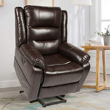 Load image into Gallery viewer, Esright Power Lift Chair Faux Leather Electric Recliner for Elderly, Heated Vibration Massage Sofa with Side Pockets, USB Charge Port &amp; Remote Control, Dark Brown
