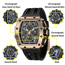 Load image into Gallery viewer, TSAR BOMBA Mens Watches Luxury Tonneau Watches for Men Waterproof 50M Analog Replica Watch Chronograph Calendar Date Men’s Dress Business Work Watch Diver Large Square Face Wristwatch
