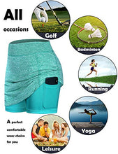 Load image into Gallery viewer, BLEVONH Tennis Skirt,Women High Waisted Sports Skirts with Spandex Shorts Teenage Girls Breathable Adorable Lounging Golf Skorts Ladies Stretch Everyday Skort As Daughter Gifts Green XS

