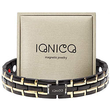Load image into Gallery viewer, IONICO Stylish Magnetic Therapy Bracelet for Men and Women Health Improvement | Reliefs Arthritis, Carpal Tunnel, migraine, Headache Pain, Blood Pressure | Strong Energy Healing Power (Black-Gold)
