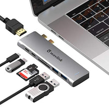Load image into Gallery viewer, WAVLINK USB C Hub, 7-in-2 Type C Adapter Mini Docking Station with Thunderbolt 3 USB C Port, 4K HDMI, 2 USB 3.0, SD/TF Card Reader, 100W PD for MacBook Pro 2016-2020 MacBook Air 2018-2020
