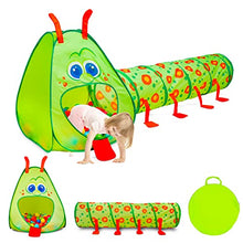 Load image into Gallery viewer, Kiddey Caterpillar Play Tunnel and Tent Combo (2-Piece Set) – Kids Crawling and Exploration Discovery Station for Early Learning and Muscle Development – Indoor/Outdoor Use – by Kiddey
