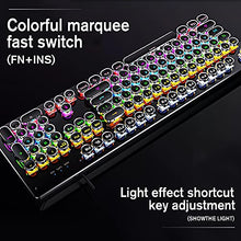 Load image into Gallery viewer, Basaltech Mechanical Light Up Keyboard With LED Backlit, Typewriter Style Gaming Keyboard With 104-Key Brown Switch Round Keycaps, Retro Steampunk Keyboard Metal Panel With Wired USB For PC/Mac/Laptop
