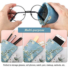 Load image into Gallery viewer, MoKo Squeeze Top Sunglasses Case, (2 Pack) Portable Eyeglass Pouch Sunglass Goggles Soft Case Protective Eyewear Case Bag Glasses Holder for Women with Cleaning Cloth, Black &amp; Almomd Blossom
