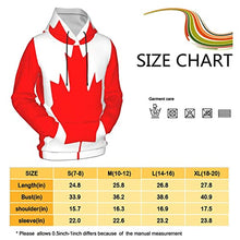 Load image into Gallery viewer, Canada Flag Print Hoodies Kids 3D Print Sweatshirts Long Sleeve Pullover Hoodies with Pocket for Teen Boys and Girls Black
