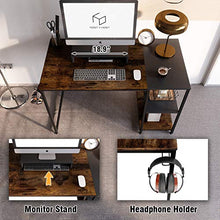Load image into Gallery viewer, Nost &amp; Host Computer Desk with Storage Shelves and Free Large Monitor Stand, Sturdy Wooden Modern Industrial Home Office PC Laptop Study Writing Table Workstation, 47.2 inches, Rustic Brown and Black
