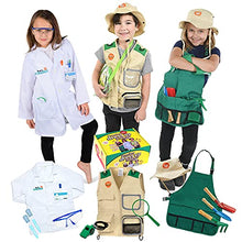 Load image into Gallery viewer, Born Toys Dress Up &amp; Pretend Play 3-in-1 Premium Kids Costumes Set - Washable Kids Dress Up Clothes for Play - Scientist, Explorer &amp; Gardener as Dress Up Clothes for Little Girls &amp; Boys Ages 3-7
