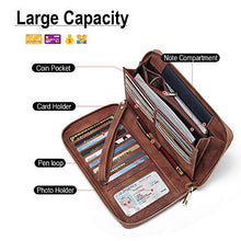 Load image into Gallery viewer, CLUCI Wallet Women Large Capacity Leather Designer Zipper Around Card Ladies Phone Clutch Wristlet Billfolds Two-tone Brown
