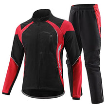 Load image into Gallery viewer, BALEAF Men's Winter Cycling Jackets Cold Weather Bike Pants Thermal Windproof Motorcycle Clothing Set Mountain Biking Red L
