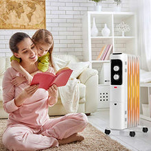Load image into Gallery viewer, GOFLAME 1500W Oil Filled Radiator Heater, Electric Space Heater with 3 Heating Modes, Adjustable Thermostat, Tip-Over &amp; Overheat Protection, Powerful Oil Heater for Home and Office (White)
