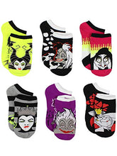Load image into Gallery viewer, Disney Villains Teen Womens 6 pack Socks (Shoe: 4-10 (Sock: 9-11), Villains Black/Multi)
