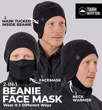 Load image into Gallery viewer, Helmet Liner Beanie with Mask - Cycling, Running, Motorcycle &amp; Construction Fleece Winter Hat Skull Cap. Thermal Headwear Ear Warmer. Cold Weather Gear for Hard Hats &amp; Football, Ski, Snowboard Helmets
