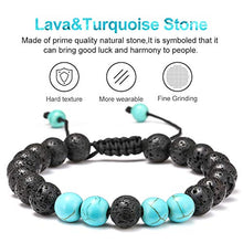 Load image into Gallery viewer, M MOOHAM Lava Rock Bracelet - 8mm Lava Rock Bead Blue Turquoise Anxiety Bracelet, Men Women Stress Relief Yoga Beads Aromatherapy Essential Oil Diffuser Healing Bracelets
