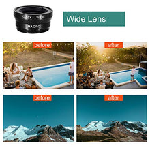 Load image into Gallery viewer, iPhone Lens,by Ailun,3 in 1 Clip On 180 Degree Fish Eye Lens+0.65X Wide Angle+10X Macro Lens,Universal HD Camera Lens Kit for iPhone 7/6s/6s Plus/6/SE/5/5s,Samsung,BlackBerry,Mobile Phone [Black]
