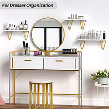 Load image into Gallery viewer, Triangle Modern Gold Bracket Floating Shelves Set of 3 Wall Mounted for Home Decor Living Room, Bathroom, Bedroom, Kitchen and Coffee Bar Storage by STORAGEGEAR
