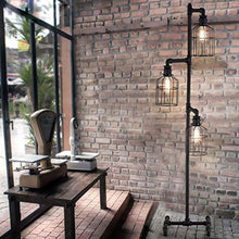 Load image into Gallery viewer, NIUYAO Industrial Style 60'' High Track Tree Floor Lamp Iron Cage 3 Lights Pipe LED Floor Light Fixture Black 409434
