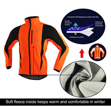 Load image into Gallery viewer, ARSUXEO Winter Warm UP Thermal Softshell Cycling Jacket Windproof Waterproof Bicycle MTB Mountain Bike Clothes 15-K Orange Size XX-Large
