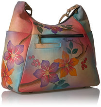 Load image into Gallery viewer, Anna By Anuschka Handpainted Leather Large Multi Pocket Hobo,Bird On A Branch

