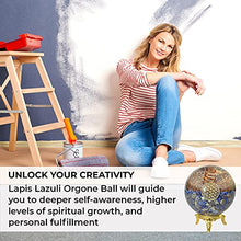 Load image into Gallery viewer, Orgonite Crystal Lapis Lazuli Ball with Holder – Third Eye Chakra Crystal with Flower of Life Enhances Decision Making and Promotes Friendship, Honesty, Compassion and Integrity
