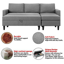 Load image into Gallery viewer, Esright Small Sectional Sofa with Storage Ottoman and Chaise Lounge, 3-Seat Fabric Living Room Furniture Sets, L-Shape Couch Sofa for Small Apartment, Living Room, Gray
