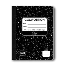 Load image into Gallery viewer, iScholar Composition Book, 150 Sheets, Wide Ruled, 9.75 x 7.5-Inches, Black Marble Cover (10150)
