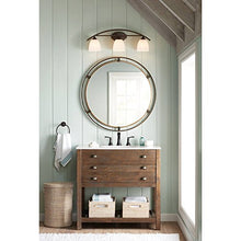 Load image into Gallery viewer, Jenisen Arch Modern Farmhouse Wall Light Bronze Hardwired 29" Wide 3-Light Fixture White Glass Shades for Bathroom Vanity Mirror - Franklin Iron Works
