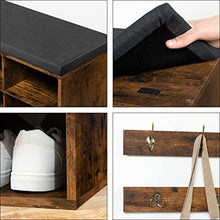 Load image into Gallery viewer, HOOBRO Shoe Storage Bench with Cushion, 39.4" Hall Tree, Coat Rack, Entryway Bench, 12 Cubbies, Holds up to 330 lb, Shoe Rack, Storage Cabinet for Bedroom, Hallway, Rustic Brown BF112HX01G1
