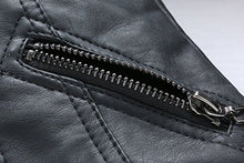 Load image into Gallery viewer, LJYH Children Collar Motorcycle Faux Leather Coats Kids Bomber PU Soft Leather Jackets Black 5-6yrs
