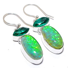 Load image into Gallery viewer, Triplet Fire Opal, Tsavorite Quartz 925 Sterling Silver, Earring 2.0" RT-2511
