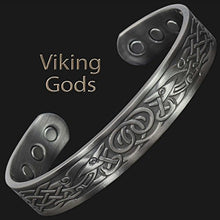 Load image into Gallery viewer, Holistic Magnets Viking Bracelet Mens (Tarnish-Free) Antique Silver Copper Magnetic Bracelet Arthritis Joint Stylish Healing Bangle Gift Boxed (VGP)-Viking Gods (M: Wrist 6.5-7.5 inch)
