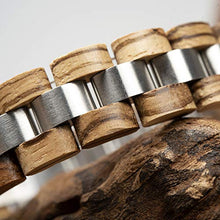 Load image into Gallery viewer, BOBO BIRD Mens Wooden Bracelet Stylish Wood &amp; Stainless Steel Combined Wooden Bangle Jewelry Great Gift for Men (S05-3)
