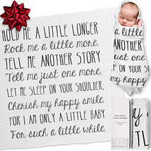 Load image into Gallery viewer, Ocean Drop 100% Cotton Muslin Swaddle Baby Blanket – ‘Hold Me’ Quote with Gift Box for Boys and Girls, Neutral, Baptism, Newborn, Baby Shower, Christening – Super Soft, Breathable, Large “47x47”
