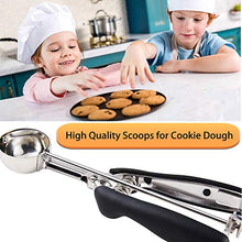 Load image into Gallery viewer, JUNADAEL J Cookie Scoop, Include #60/1 Tablespoon, #40/2 Tablespoon, #20/3 Tablespoon, Cookie Dough Scoop, Cookie Scoops for Baking set of 3, 18/8 Stainless Steel, Soft Grip
