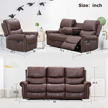 Load image into Gallery viewer, Recliner Sofa for Living Room Set Reclining Couch Sofa Chair Palomino Fabric Loveseat 3 Seater Home Theater Seating Manual Recliner Motion Home Furniture

