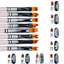 Load image into Gallery viewer, 8 Pcs Nail Brush Pen Gradient Painting Brush Set UV Gel Flower Drawing Pen Purple Handle Manicure Nail Art Polish Pen Tool
