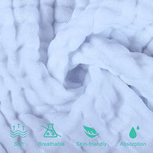 Load image into Gallery viewer, Muslin Baby Washcloths 100% Cotton Face Towels 10 Pack Wash Cloths for Baby 12x12in Soft and Absorbent Baby Wipes by Yoofoss (Blue)
