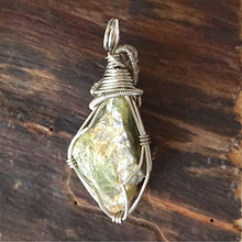 Load image into Gallery viewer, Natural Raw Peridot Gemstone Healing Crystal Pendant White Gold Plated 24 Inch Black Leather Cord- Necklace For Men Jewelry, August Birthstone
