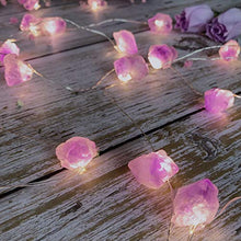 Load image into Gallery viewer, TAMOYO Amethyst String Lights, Natural Crystal LED String Lights 10FT 30LEDs for Summer Decoration, Valentine's Day, Wedding, Birthday Party, Bedroom Decoration
