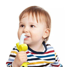 Load image into Gallery viewer, Baby Toothbrush and Teether, 3 in Pack, Silicone Infant Training Finger toothbrushes with Storage Case(1 teether+ 2 Finger toothbrushes)
