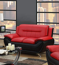 Load image into Gallery viewer, GTU Furniture Contemporary Bonded Leather Sofa &amp; Loveseat Set (Sofa and Loveseat, Red and Black)
