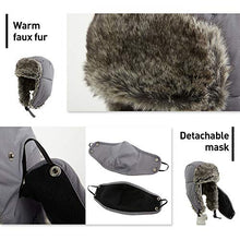 Load image into Gallery viewer, Jeff &amp; Aimy Trapper Hat Aviator Earflap Hat Faux Fur Warm Winter Hat for Men Russian Ushanka Black
