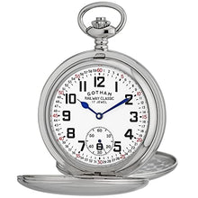 Load image into Gallery viewer, Gotham Men's Silver-Tone Railroad Dial Double Hunter 17 Jewel Mechanical Pocket Watch # GWC18806S
