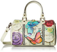 Load image into Gallery viewer, Anna by Anuschka Women's Genuine Leather All Round Zip Satchel | Hand Painted Original Artwork | Medium Zip-Top Organizer | Floral Paradise
