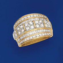 Load image into Gallery viewer, Ross-Simons 2.00 ct. t.w. Baguette and Round Diamond Multi-Row Ring in 18kt Gold Over Sterling For Women
