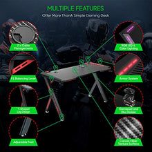Load image into Gallery viewer, SOViD Gaming Desk with LED RGB Lights 47 Inch PC Computer Desk Y Shaped Gamer Setup Accessories for Sons' Gift Game Table Gamer Handle Rack Cup Holder &amp; Headphone Hook Black
