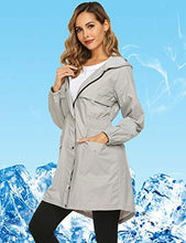 Load image into Gallery viewer, Avoogue Womens Rain Coat Waterproof Lightweight Rain Jacket Active Hooded Women's Trench Coats Grey
