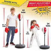 Load image into Gallery viewer, whoobli Punching Bag for Kids Incl Boxing Gloves | 3-8 Years Old Adjustable Kids Punching Bag with Stand | Boxing Bag Set Toy for Boys &amp; Girls
