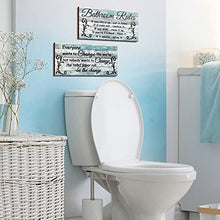 Load image into Gallery viewer, 2 Pieces Funny Bathroom Signs Ocean Theme Beach Bathroom Decors Bathroom Rules Sign Plaque Wooden Funny Bathroom Decor Sign Guest Hanging Wall Art Decorative Signs Rustic Wall Art (Chic Style)

