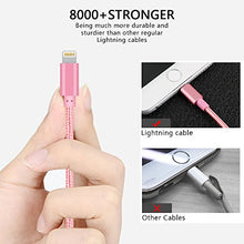 Load image into Gallery viewer, 4Pack(3ft 6ft 6ft 10ft) iPhone Lightning Cable Apple Certified Braided Nylon Fast Charger Cable Compatible iPhone Max XS XR 8 Plus 7 Plus 6s 5s 5c Air iPad Mini iPod (Pink)

